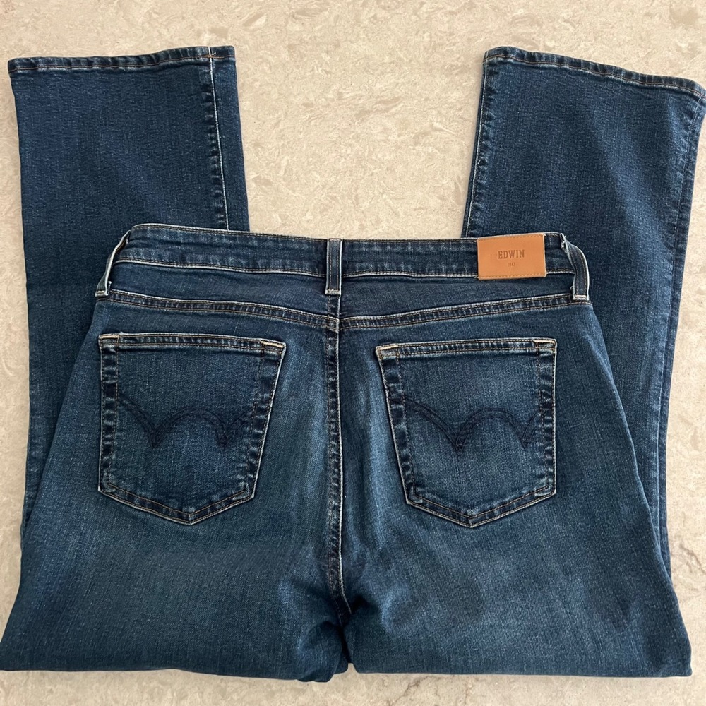 Edwin Womens Straight Leg Jeans Indigo Blue Mid Rise Denim‎ Pants Size 30